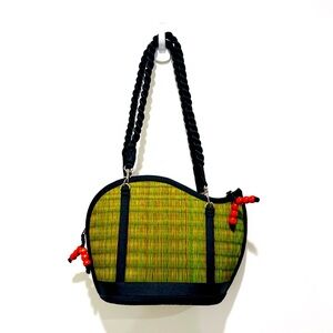 Baskets Of Cambodia Green Medium 2032 Kiri Wave Shoulder Bag Woven Wicker Purse